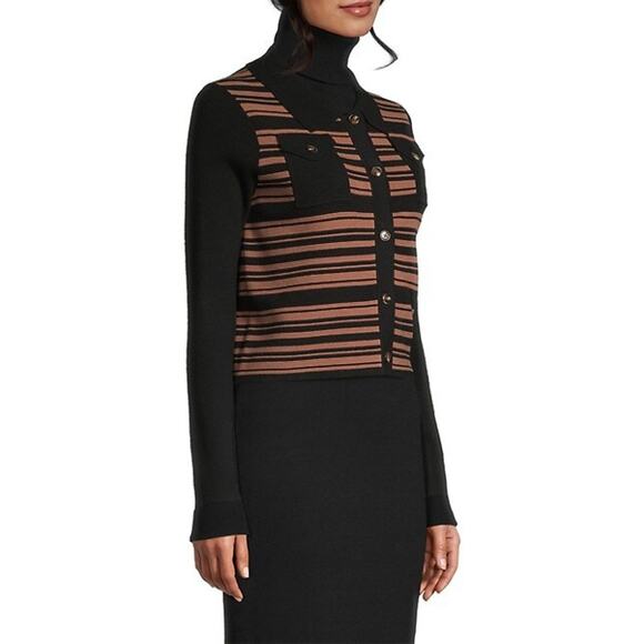 Toccin NY Addy Striped Collared Cardigan Size Large - Picture 3 of 8